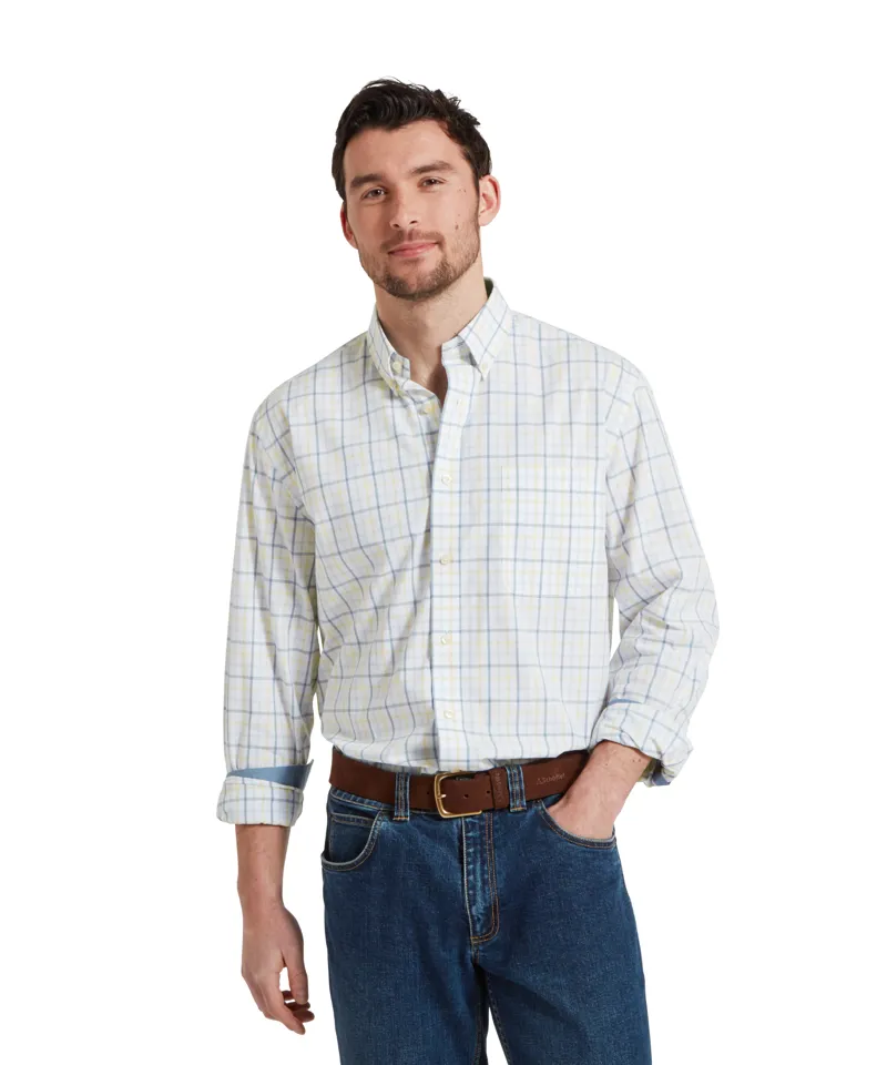 Schoffel Holkham Classic Shirt Blue/Pastel Peach-1