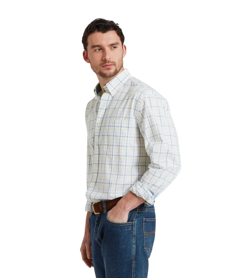 Schoffel Holkham Classic Shirt Blue/Pastel Peach-2