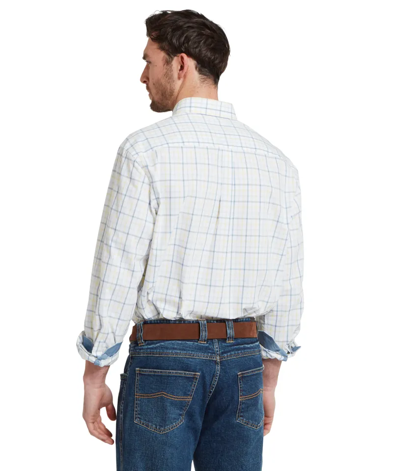 Schoffel Holkham Classic Shirt Blue/Pastel Peach-3