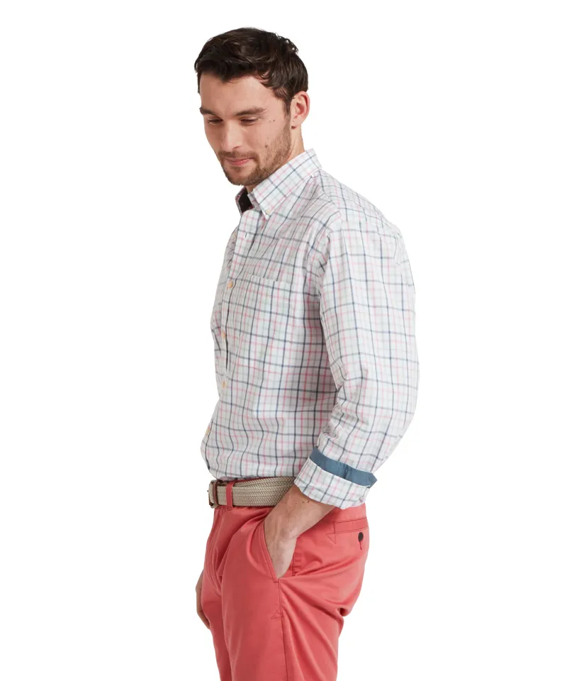 Schoffel Holkham Classic Shirt - Dark Pigeon Blue/Mauve Red-2