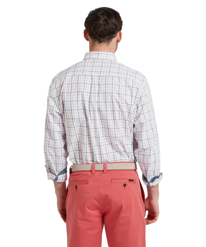 Schoffel Holkham Classic Shirt - Dark Pigeon Blue/Mauve Red-3