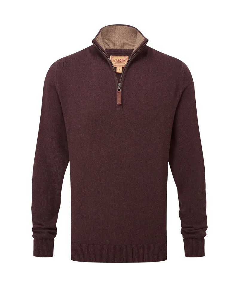 Schoffel Lewis Lambswool 1/4 Zip Jumper - Port