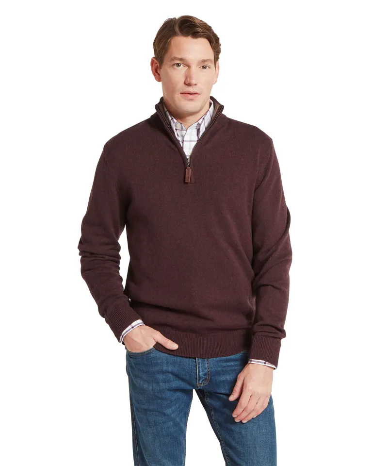 Schoffel Lewis Lambswool 1/4 Zip Jumper - Port-1