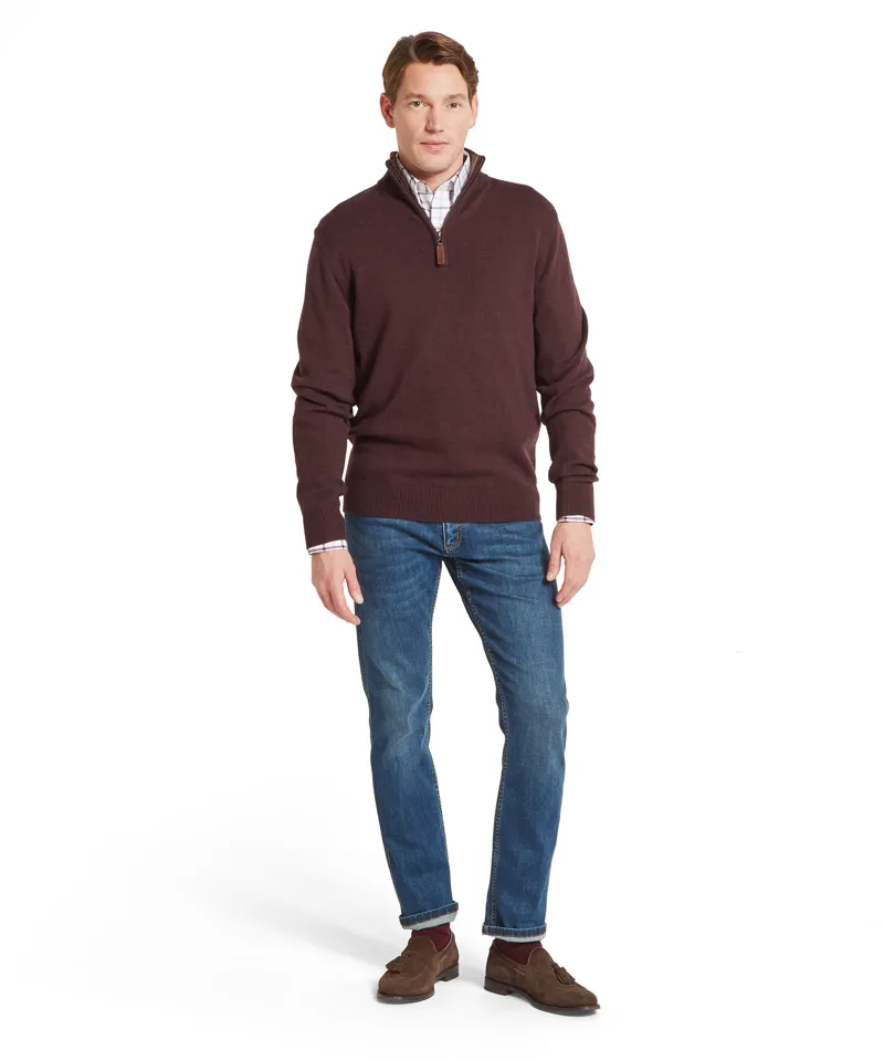 Schoffel Lewis Lambswool 1/4 Zip Jumper - Port-4