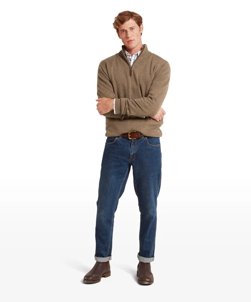 Schoffel Lewis Lambswool 1/4 Zip Jumper - Mushroom-1