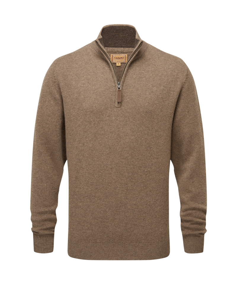 Schoffel Lewis Lambswool 1/4 Zip Jumper - Mushroom