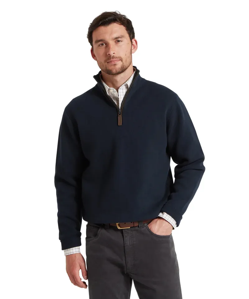 Schoffel Marlow 1/4 Zip Jumper - Navy-5