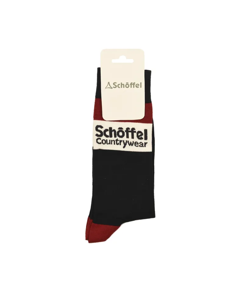 Schoffel Mens Single Cotton Sock Bordeaux Heritage