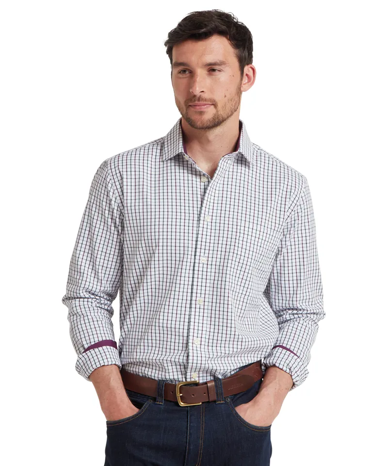 Schoffel Milton Tailored Shirt - Plum Botanical Green-1