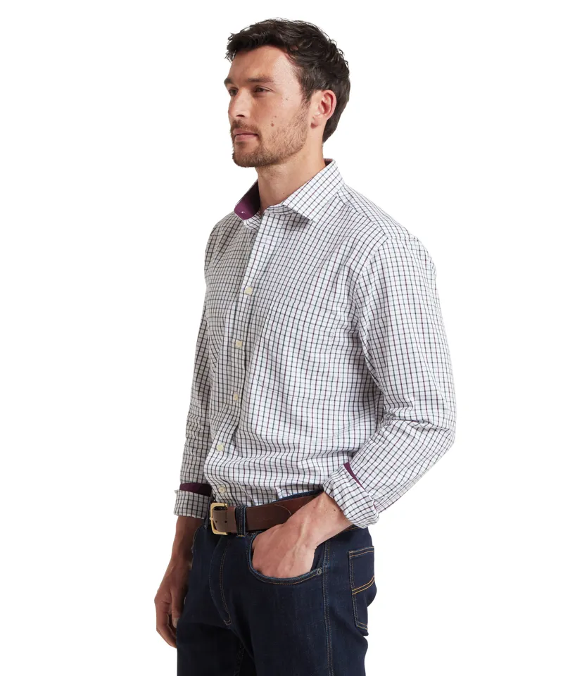 Schoffel Milton Tailored Shirt - Plum Botanical Green-4
