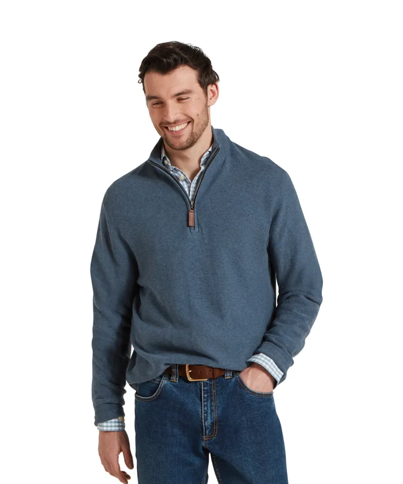 Schoffel Porthleven 1/4 Zip Jumper - Dark Pigeon Blue-1
