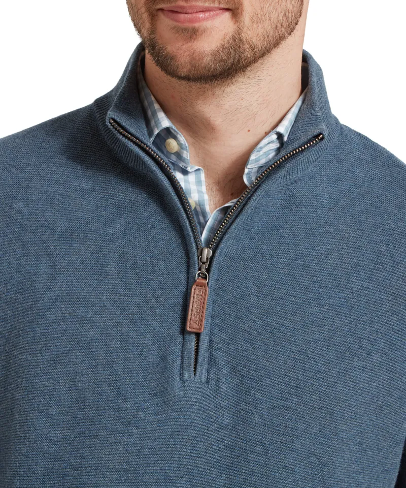 Schoffel Porthleven 1/4 Zip Jumper - Dark Pigeon Blue-3