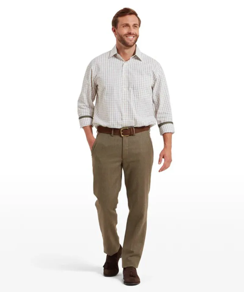 Schoffel Ross Tweed Trousers - Loden Green Herringbone Tweed-2