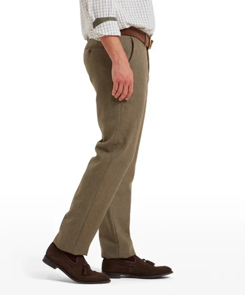 Schoffel Ross Tweed Trousers - Loden Green Herringbone Tweed-3