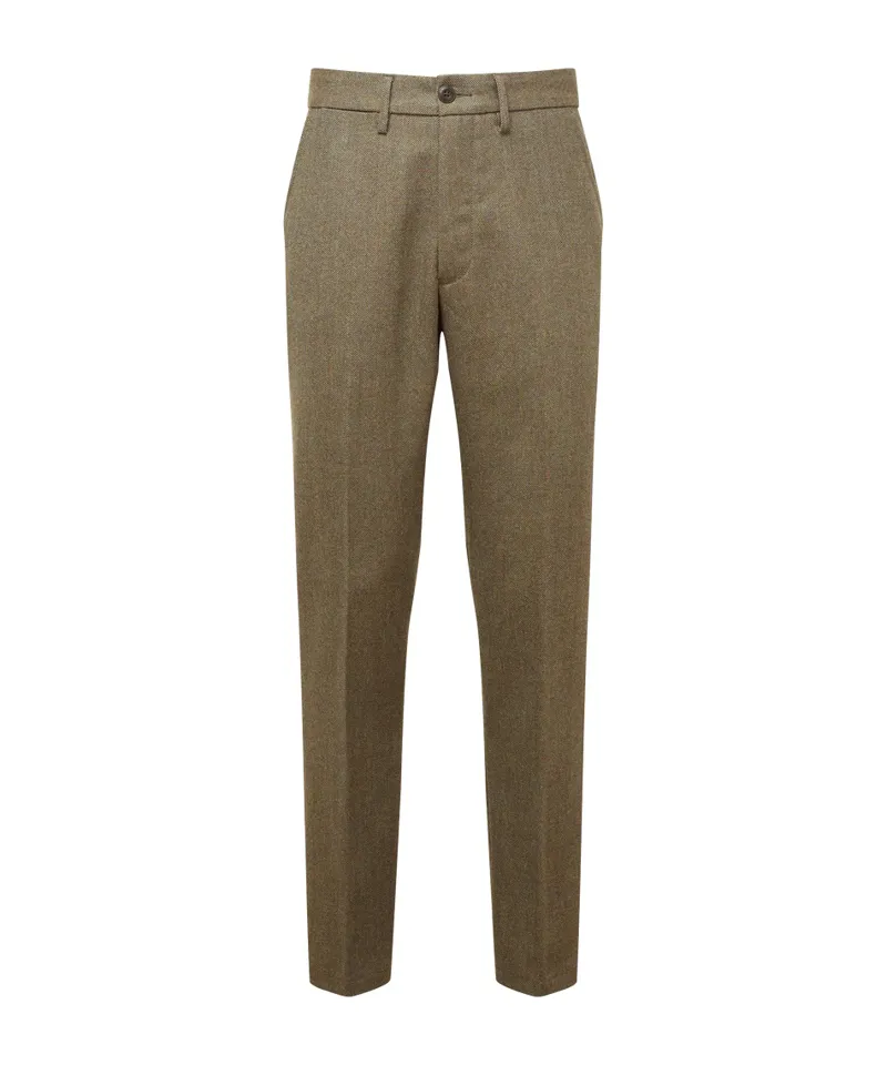 Schoffel Ross Tweed Trousers - Loden Green Herringbone Tweed