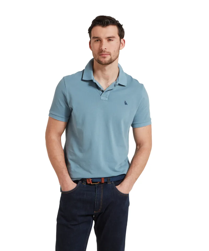 Schoffel St Ives Garment Dyed Polo Shirt - Dark Pigeon Blue-1
