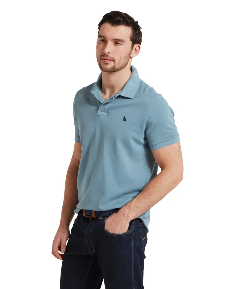 Schoffel St Ives Garment Dyed Polo Shirt - Dark Pigeon Blue-2