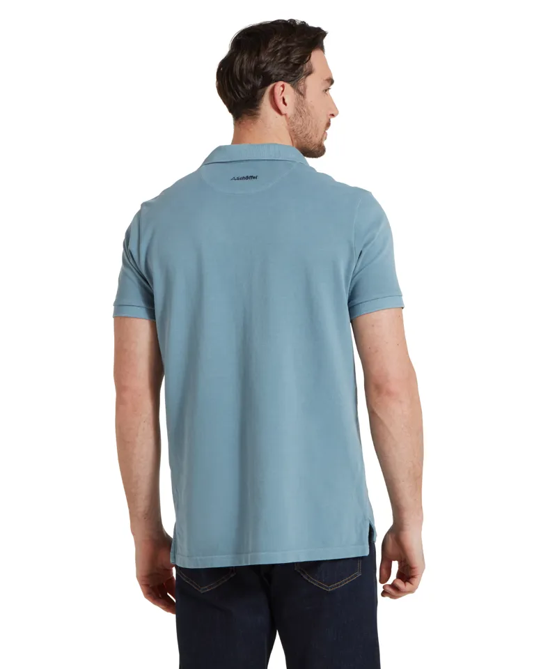 Schoffel St Ives Garment Dyed Polo Shirt - Dark Pigeon Blue-3