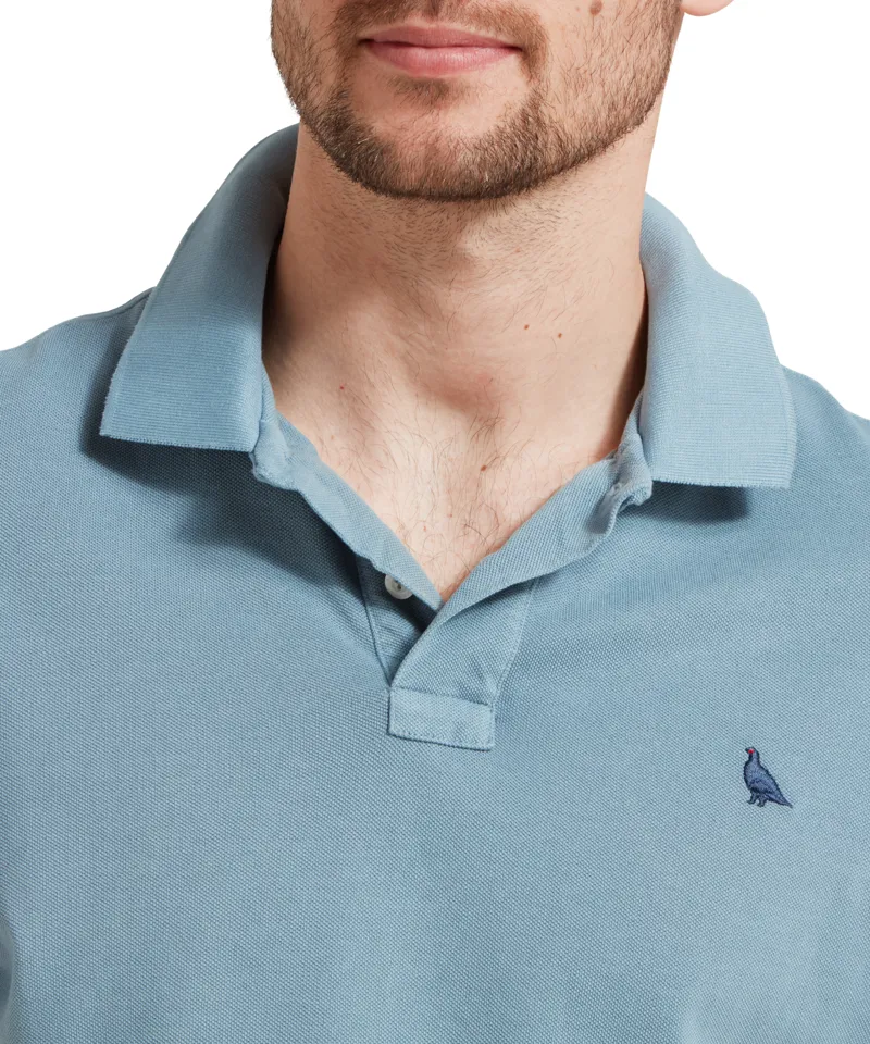Schoffel St Ives Garment Dyed Polo Shirt - Dark Pigeon Blue-4