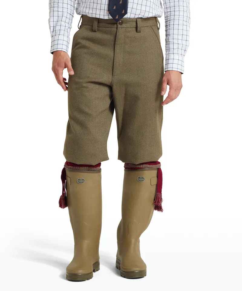 Schoffel Herringbone Tweed Plus Fours - Loden Green-1