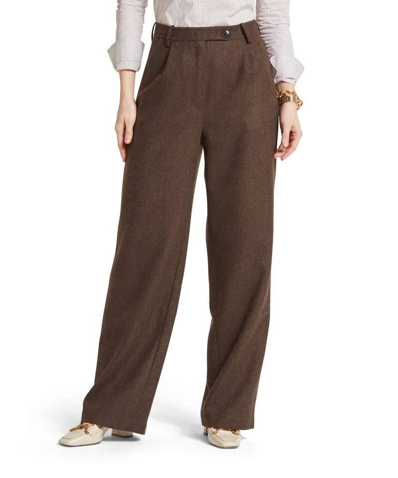 Schoffel Arabella Tweed Trousers - Chocolate Herringbone-2