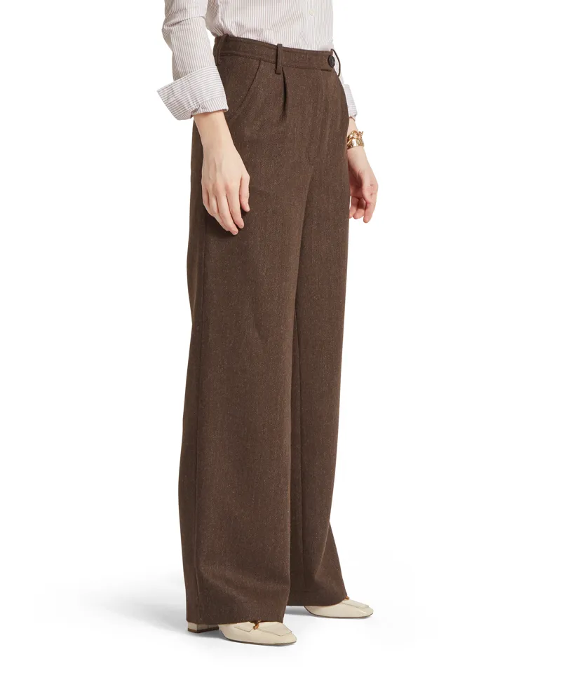 Schoffel Arabella Tweed Trousers - Chocolate Herringbone-3