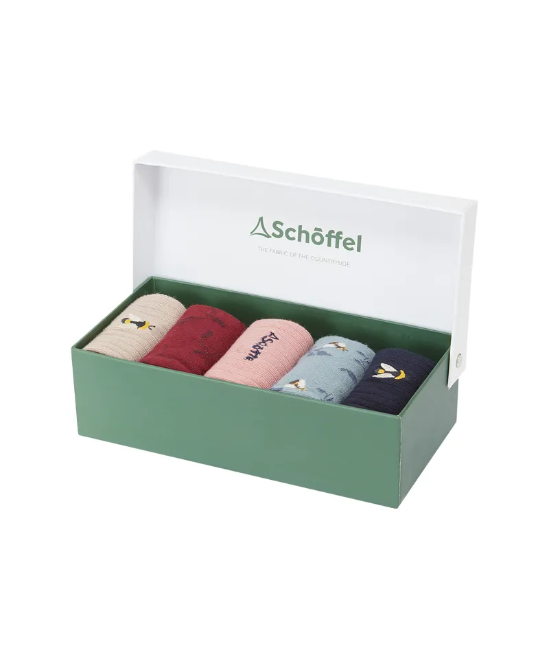 Schoffel Women's Bamboo 5 Sock Gift Set - Bee Mix-1