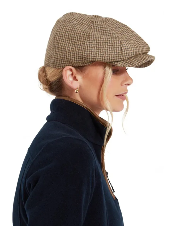 Schoffel Women's Newsboy Cap - Houndstooth Tweed-1