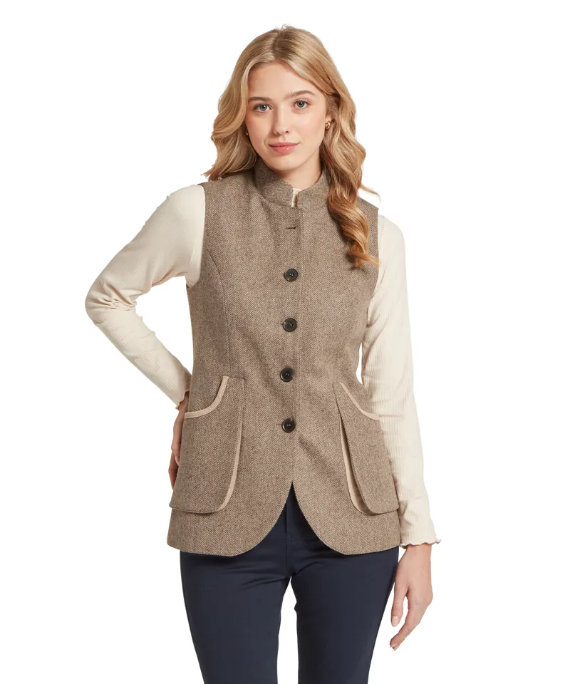 Schoffel Pennan Tweed Waistcoat - Cobblestone Herringbone Tweed-1