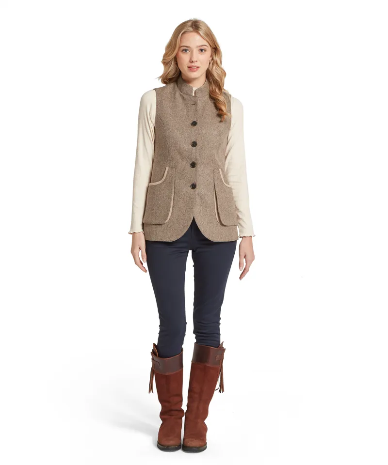 Schoffel Pennan Tweed Waistcoat - Cobblestone Herringbone Tweed-2