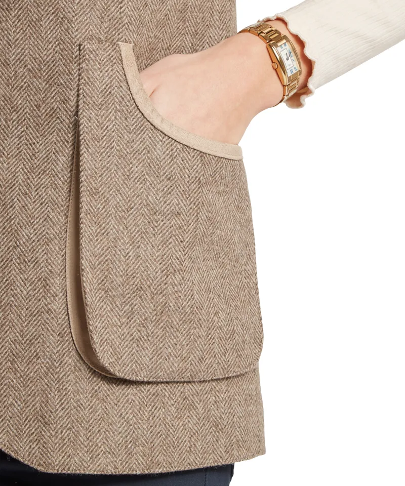 Schoffel Pennan Tweed Waistcoat - Cobblestone Herringbone Tweed-6