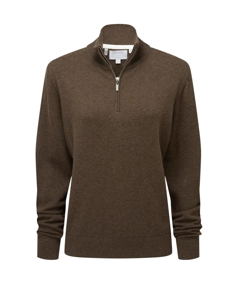 Schoffel Pima Cotton 1/4 Zip - Chocolate
