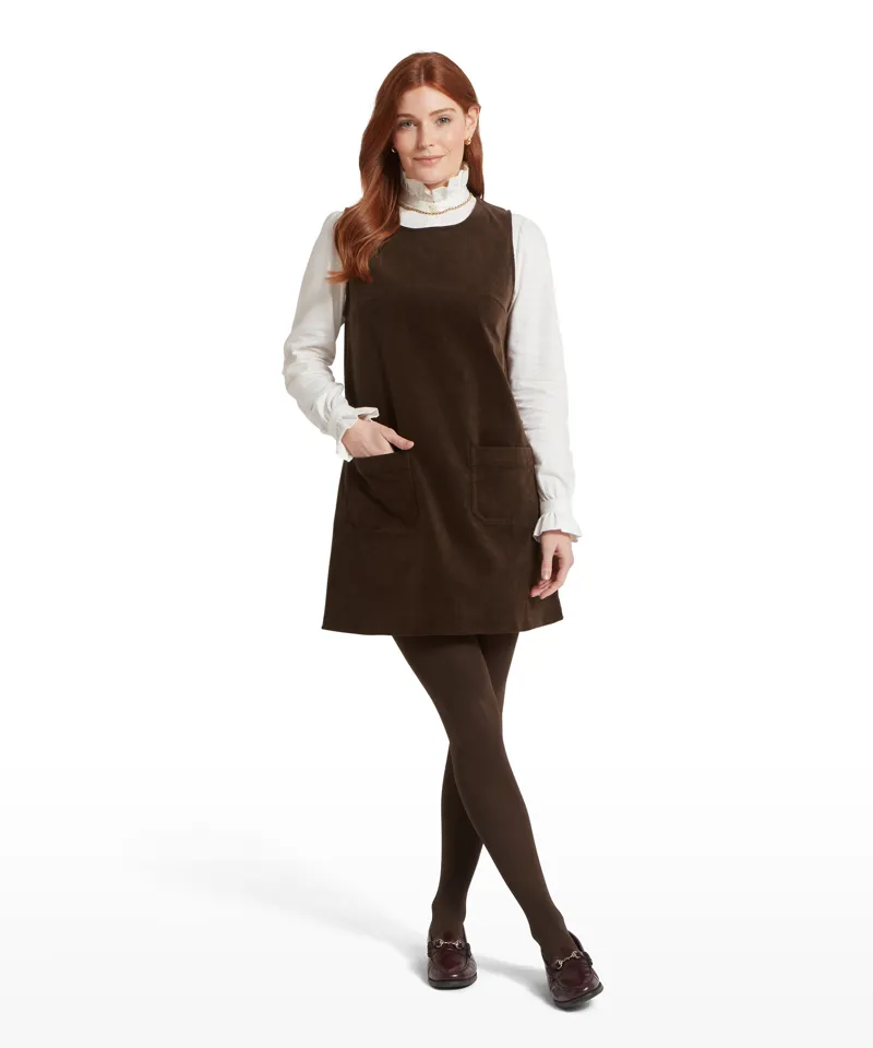 Schoffel Sage Cord Pinafore Dress - Chocolate-1