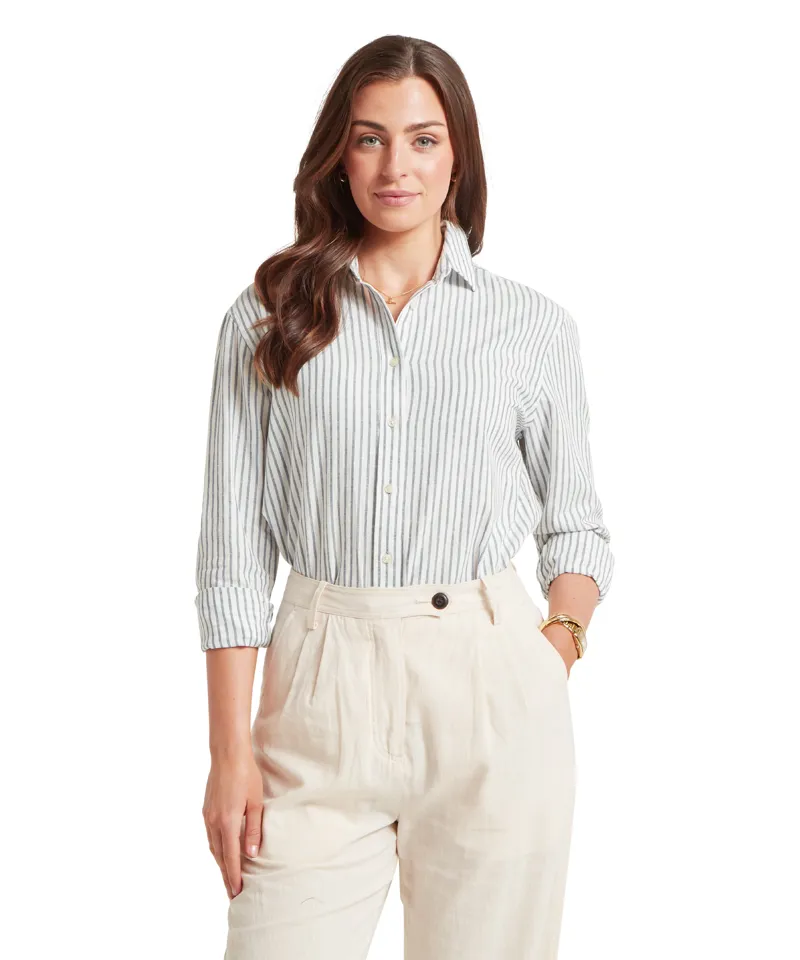 Schoffel Salthouse Linen Shirt - Blue Stripe-1