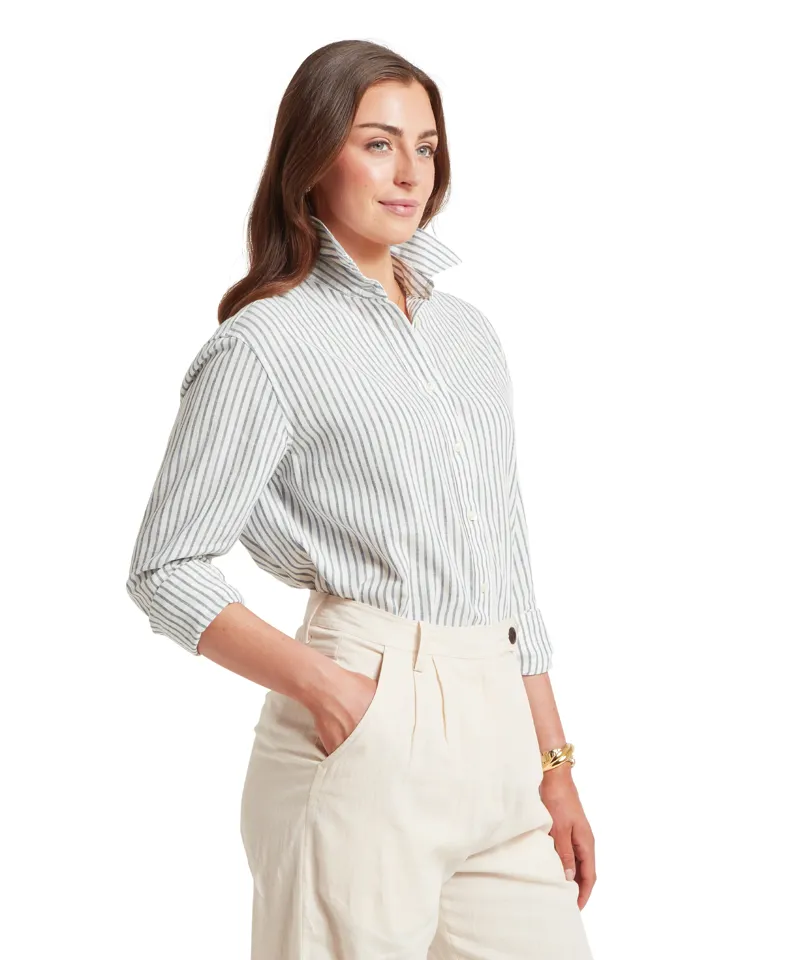 Schoffel Salthouse Linen Shirt - Blue Stripe-2