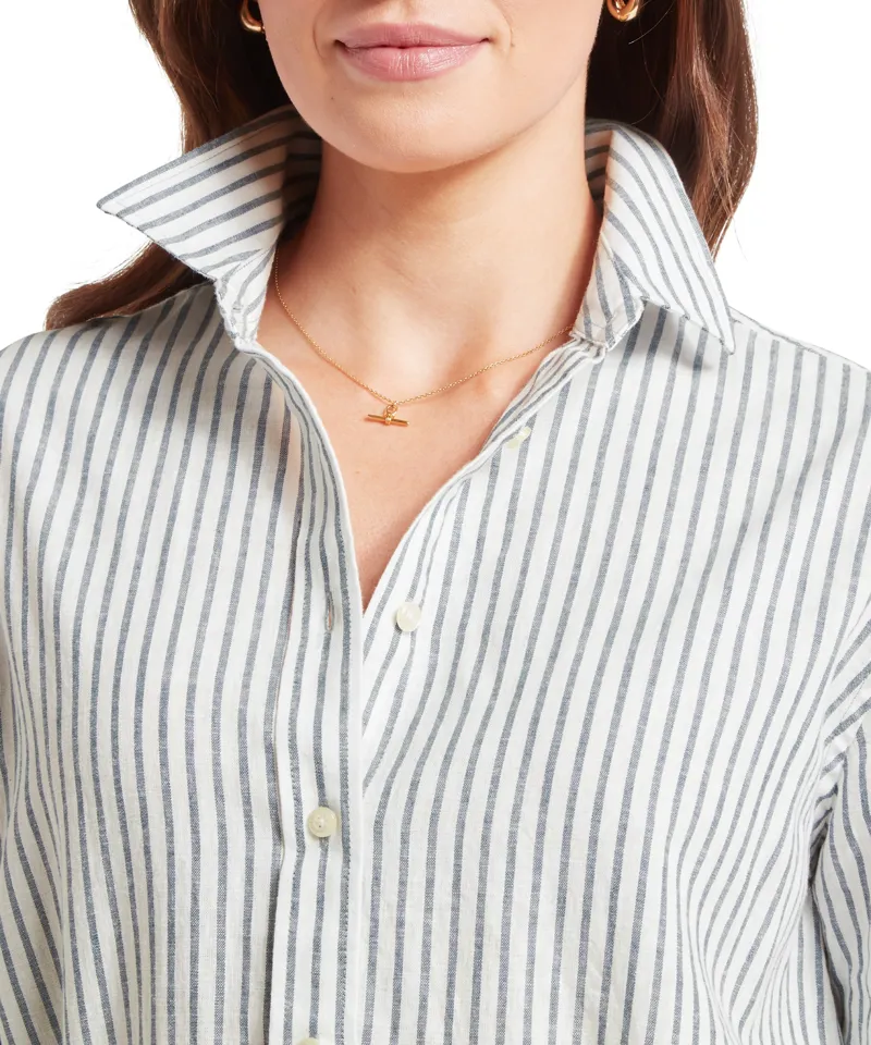 Schoffel Salthouse Linen Shirt - Blue Stripe-5