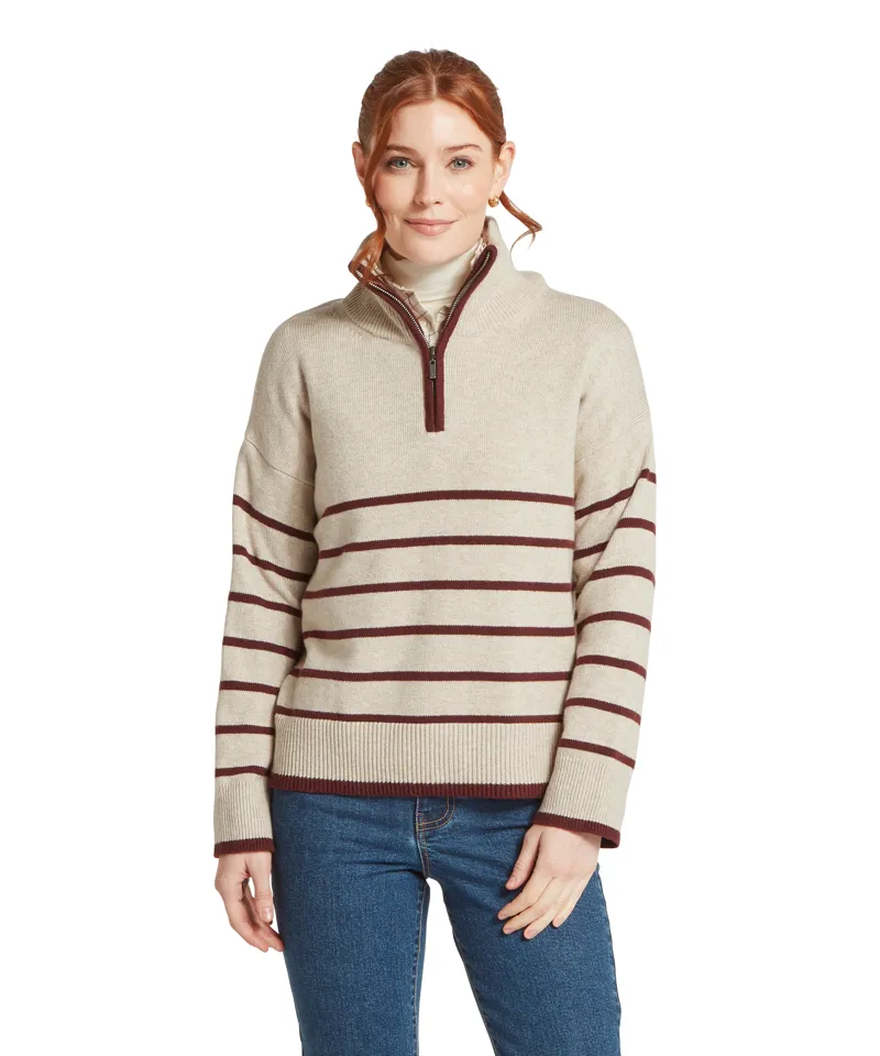 Schoffel Sandsend 1/4 Zip Jumper - Oatmeal Port-1