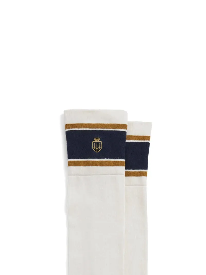 Fairfax and Favor Signature Sock - Cream/Navy/Gold Socks-1