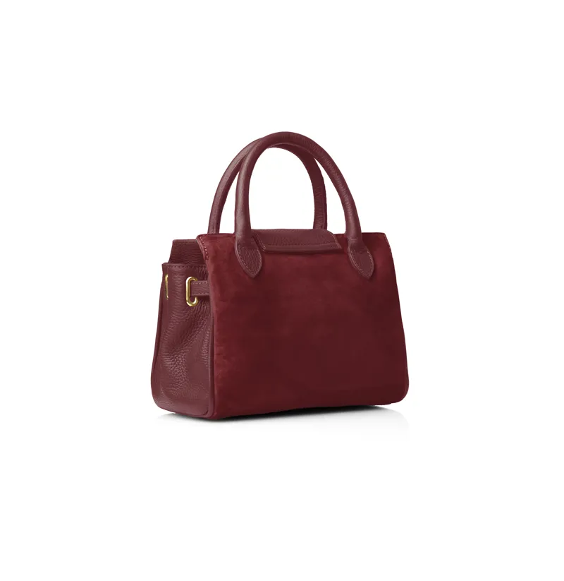 Fairfax and Favor Mini Windsor Handbag Ruby Suede-2