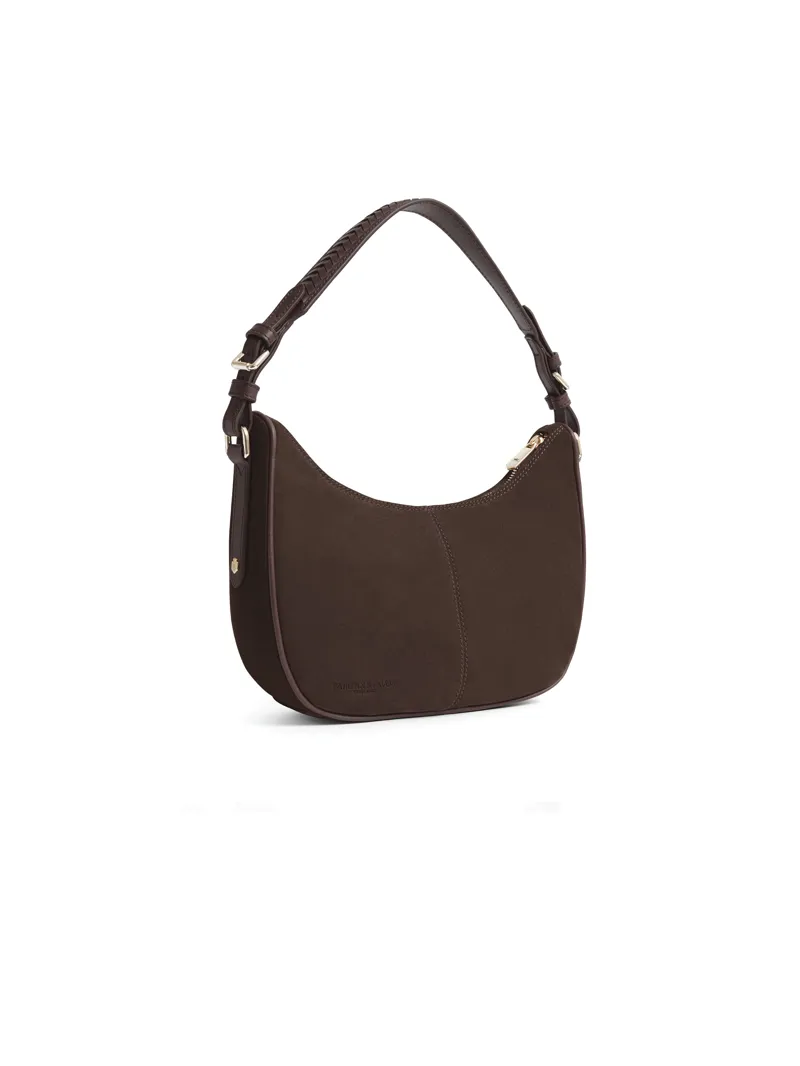 Fairfax and Favor Tetbury Crescent Bag Chocolate Suede-3
