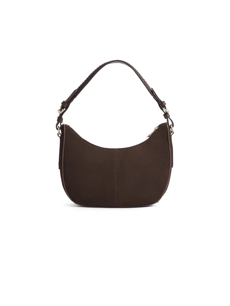 Fairfax and Favor Tetbury Crescent Bag Chocolate Suede
