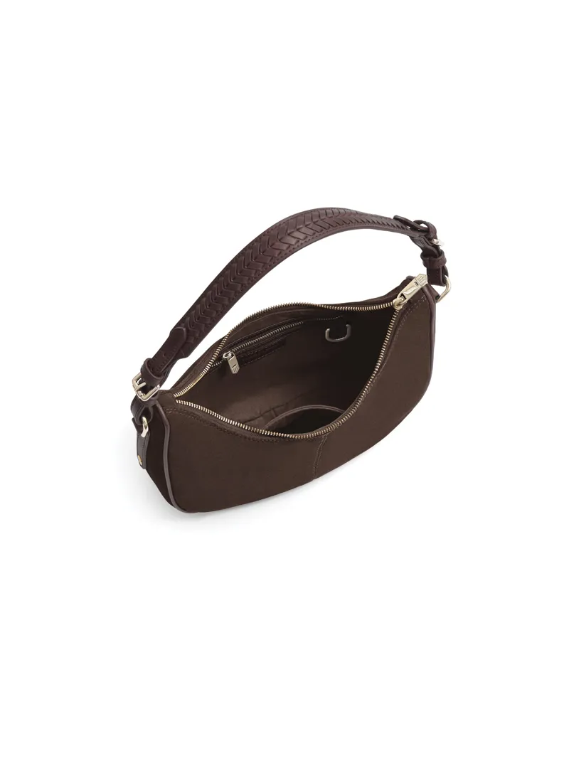 Fairfax and Favor Tetbury Crescent Bag Chocolate Suede-2