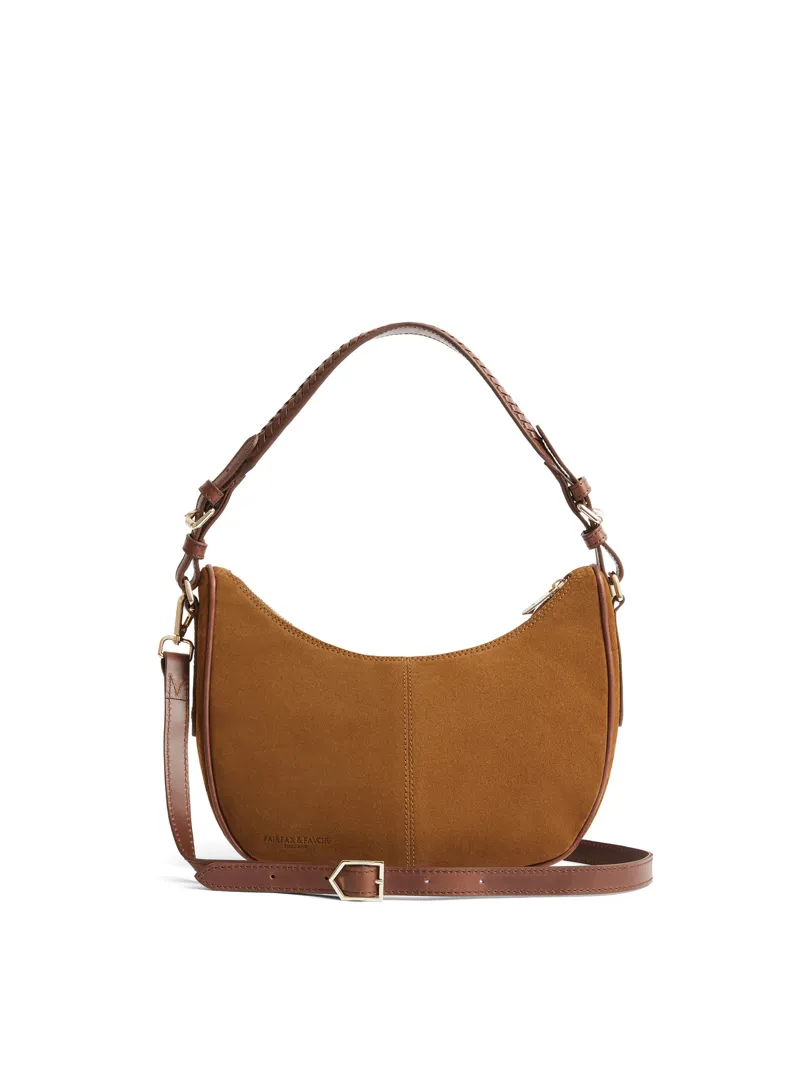Fairfax and Favor Tetbury Crescent Bag Tan Suede-3