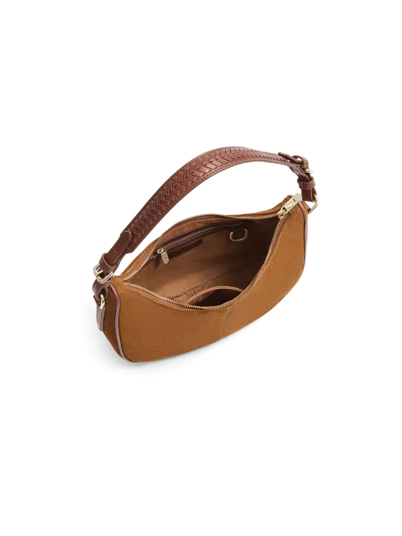 Fairfax and Favor Tetbury Crescent Bag Tan Suede-1