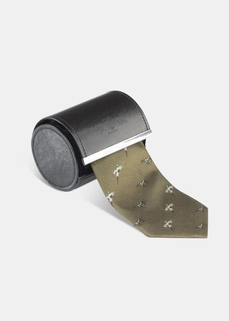 Alan Paine Bird and Dog Silk Tie Olive