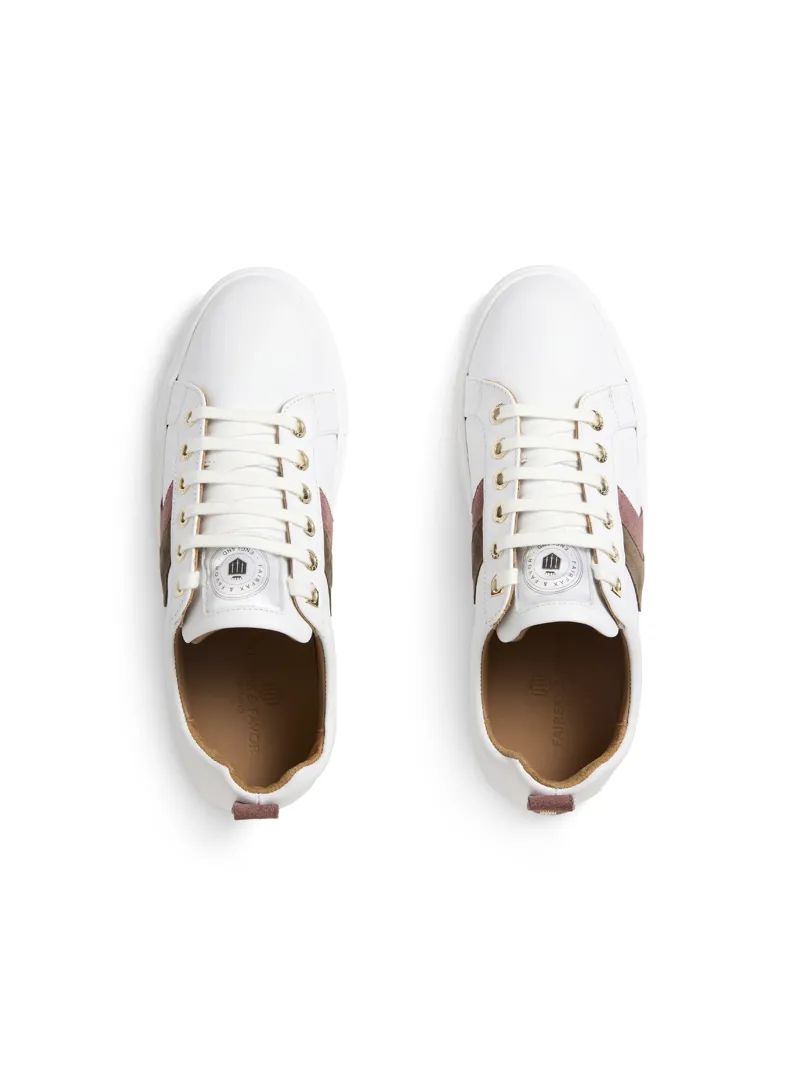 Fairfax and Favor Alexandra Trainer White Leather - Heather/Fog-3