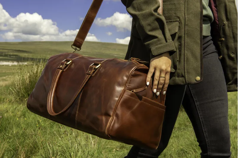 Teales Chestnut Leather Weekend Bag-1