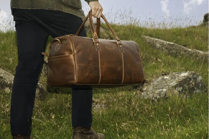 Teales Chestnut Leather Weekend Bag-2