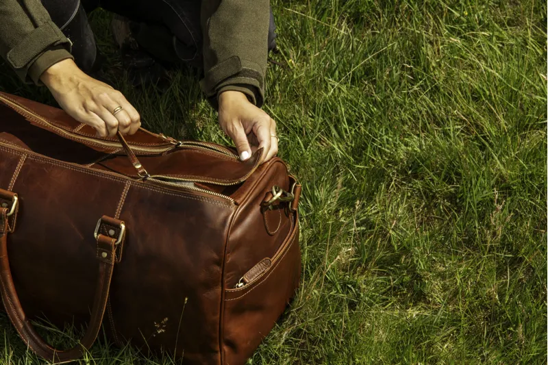 Teales Chestnut Leather Weekend Bag-4