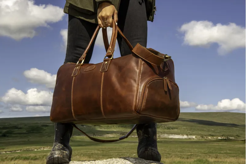 Teales Chestnut Leather Weekend Bag-5